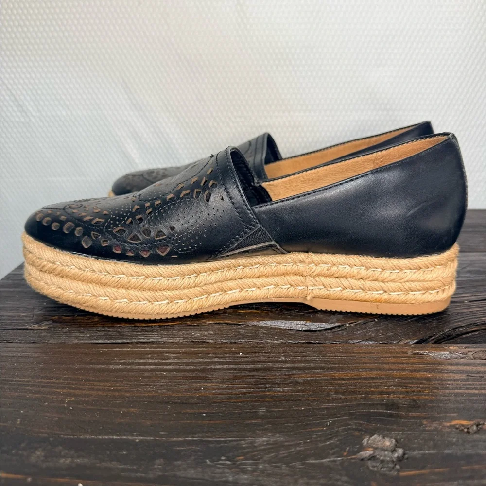 Naturalizer Thea Black Espadrille Loafers with Cutout Design